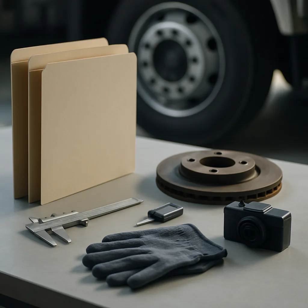 Truck inspection tools and maintenance evidence after an Anne Arundel County crash