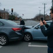 Annapolis Uber Lyft accident lawyer guide showing a documented rideshare crash scene