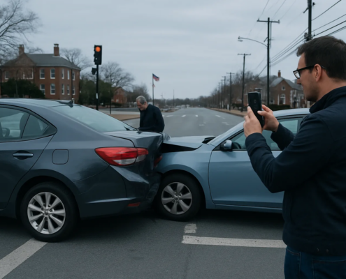 Annapolis Uber Lyft accident lawyer guide showing a documented rideshare crash scene