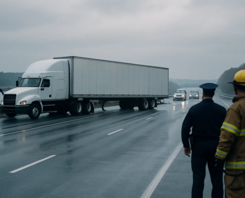 Jackknife and rollover truck crash causes near Annapolis, Maryland