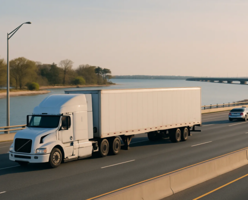 Trucking company liability Maryland accident scene on a coastal roadway