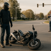 Rideshare vehicle and motorcycle after an Annapolis motorcycle collision