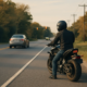 Distracted driving motorcycle crash evidence scene near Annapolis, Maryland