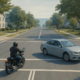 Left-turn motorcycle accident in Annapolis intersection showing vehicle paths and visibility